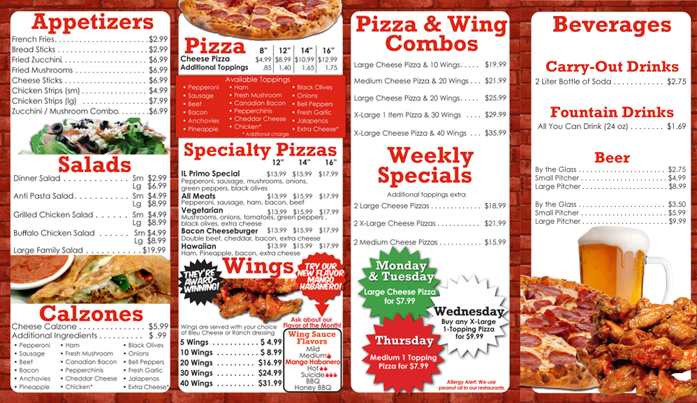 Il Primo Pizza & Wings AZ Online Menu